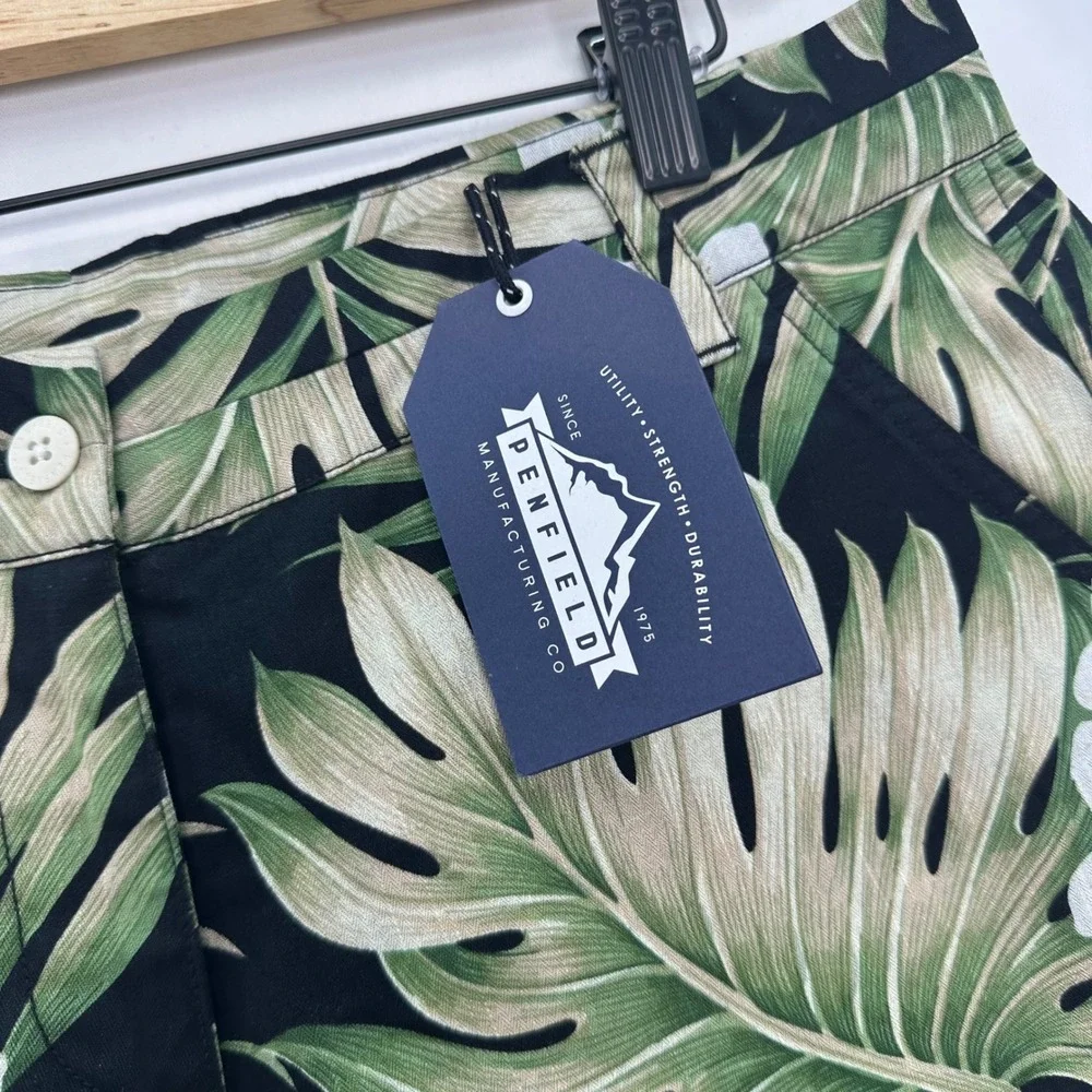 Penfield Truro‎ Shorts Womens M Black Palm Tropical Resort Coastal Summer NWT